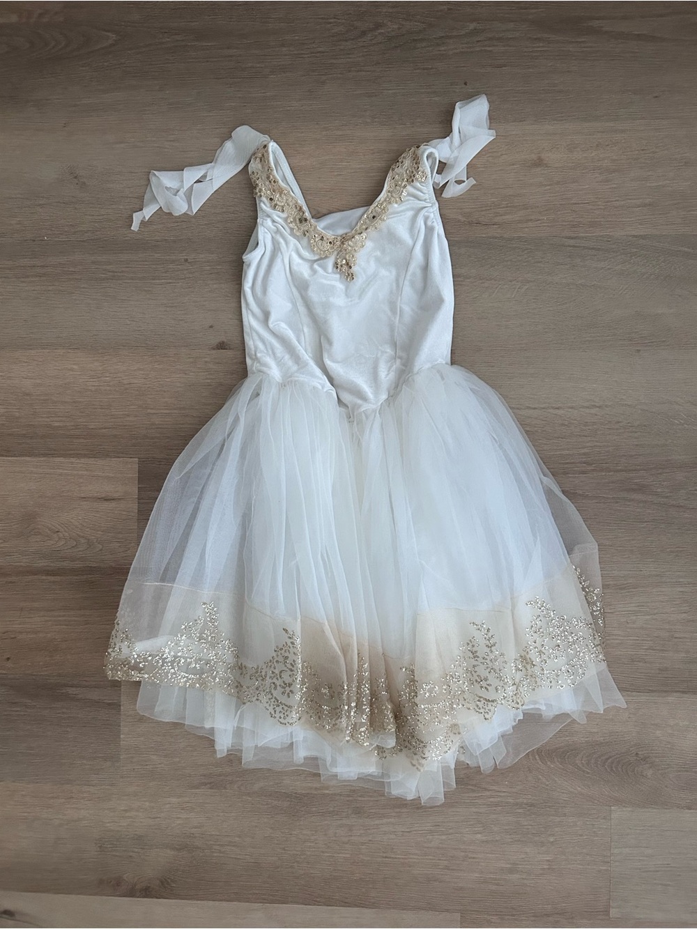 Weissman White and Gold Tulle Ballet Costume Dress